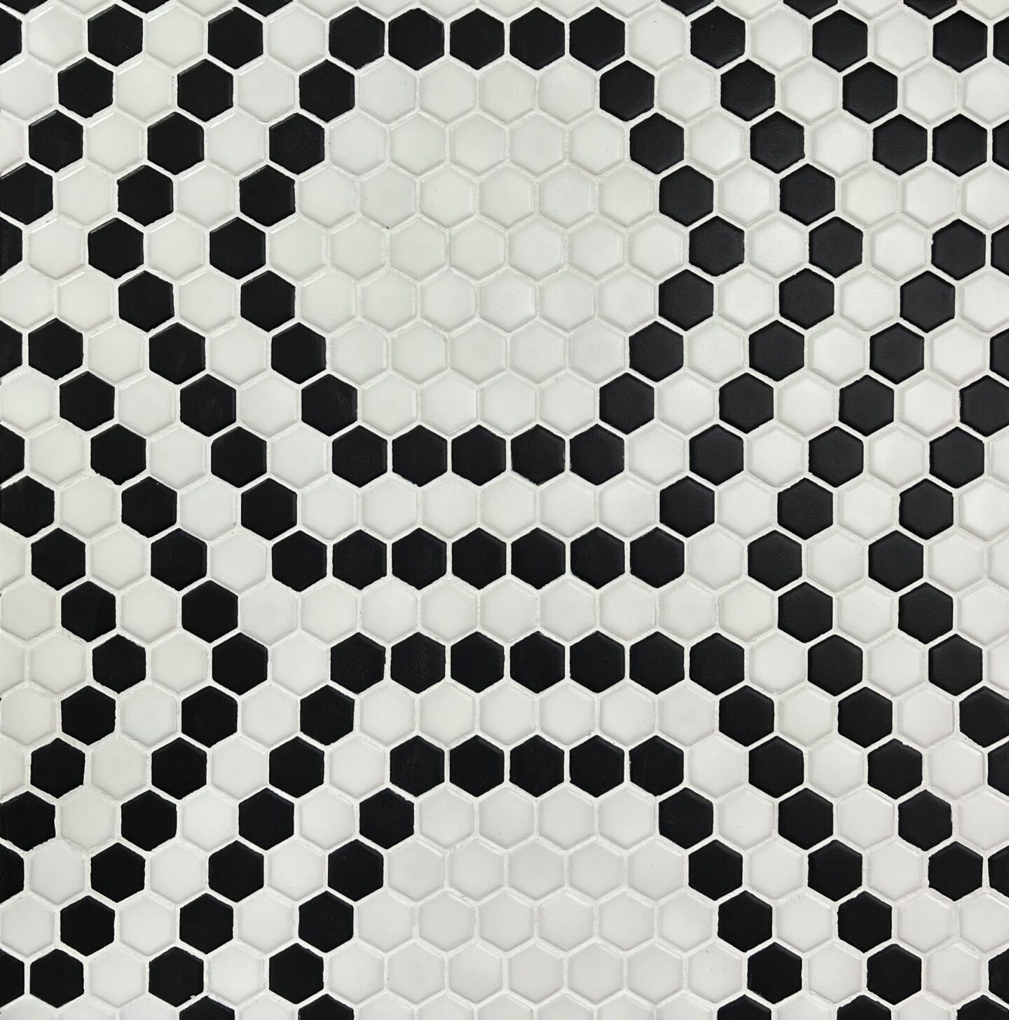 Satin Glazed White W Black Dot 1x1 Hexagon Tile Outlet Chicago